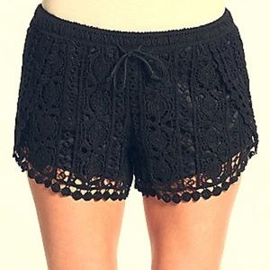 Black Lace shorts with drawstring waist NWT